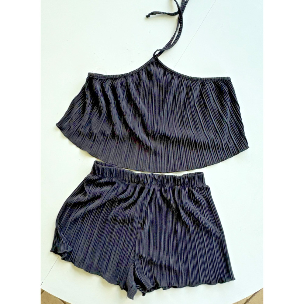 Emory Park Black Crop Top and Short Set - Medium NWT